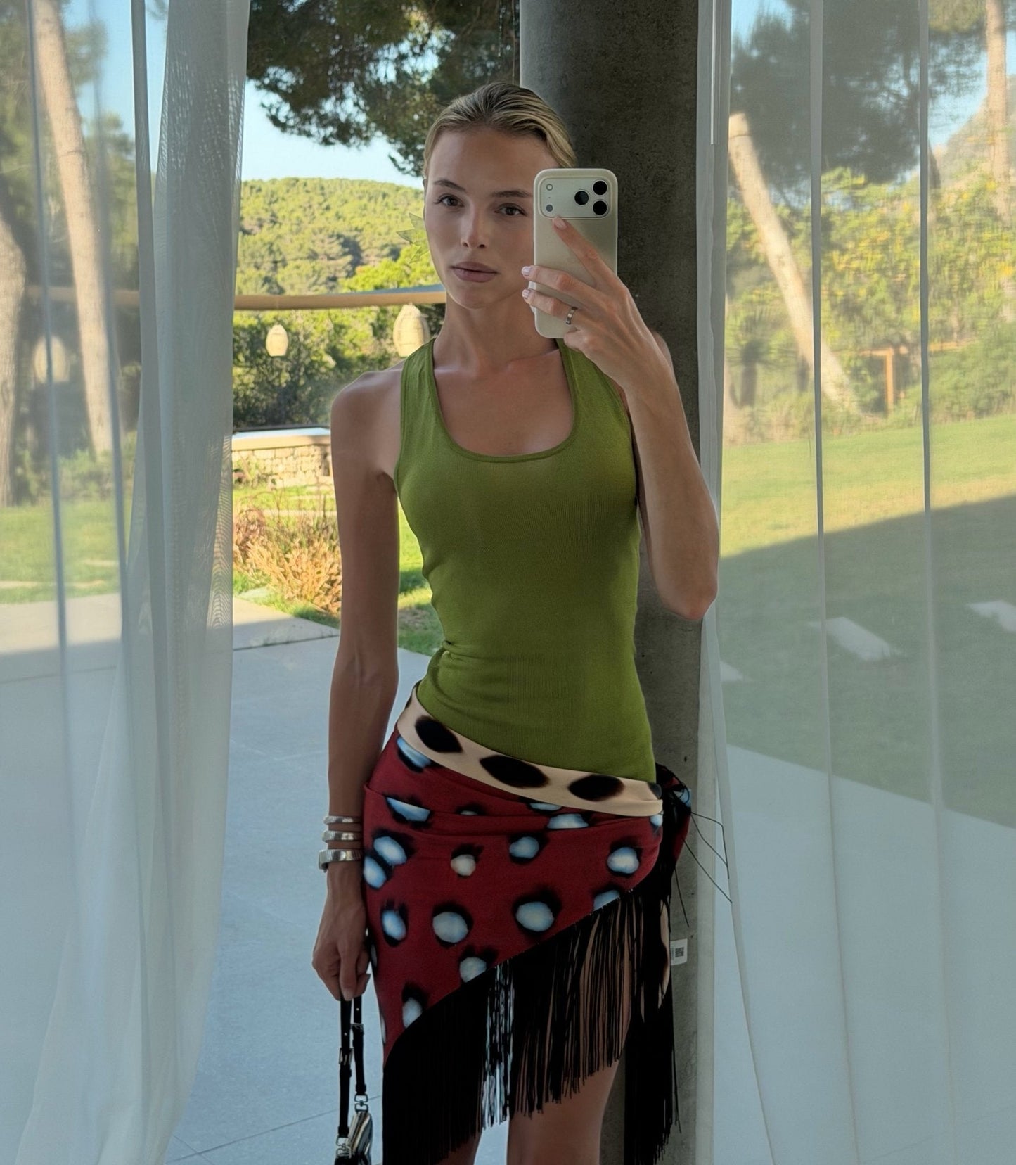 Alicia Tasseled Wrap Mini Skirt