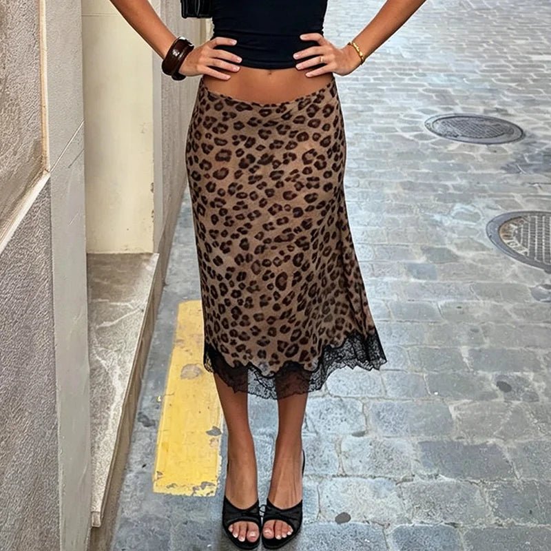 Lisa Leopard Lace Midi Skirt