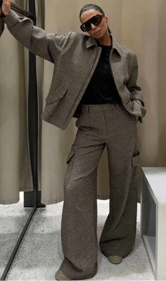 Lily Houndstooth Padded Blazer Set