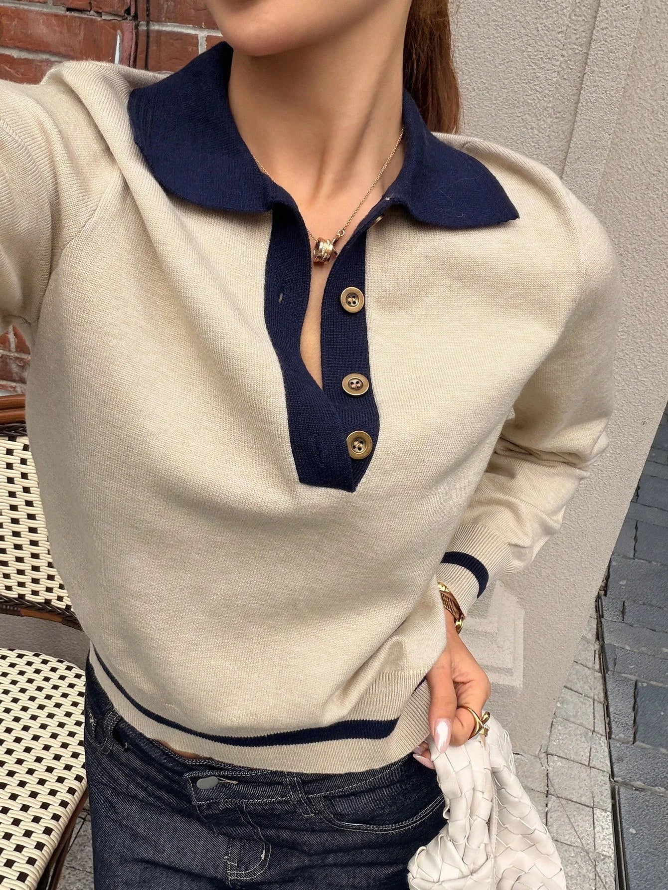 Nina Color Block Knit Polo