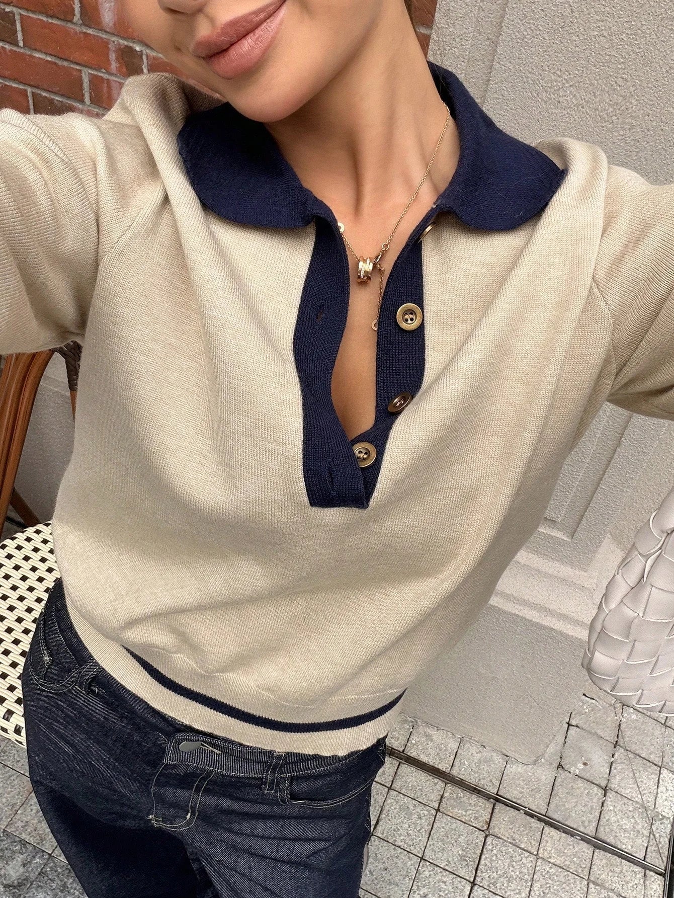 Nina Color Block Knit Polo