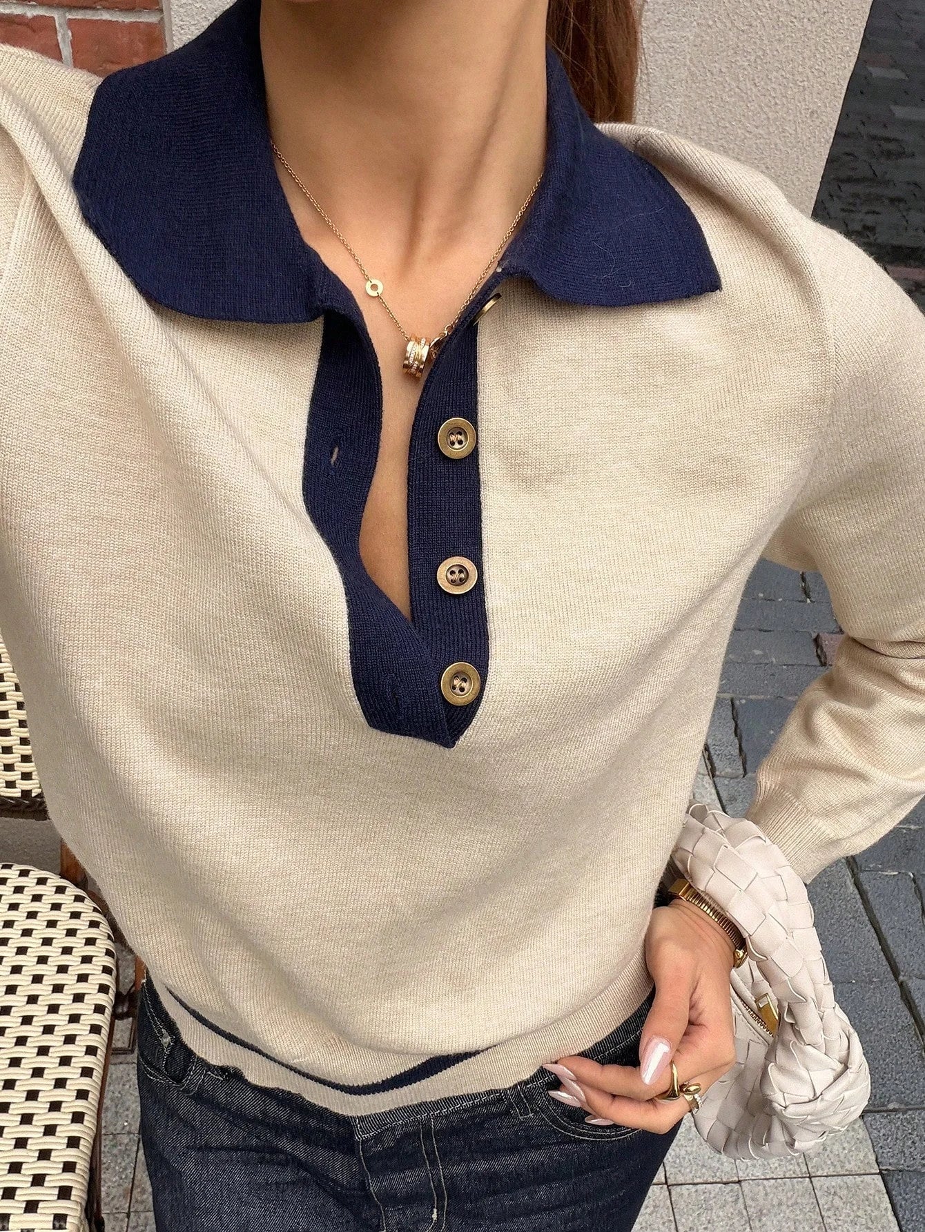 Nina Color Block Knit Polo