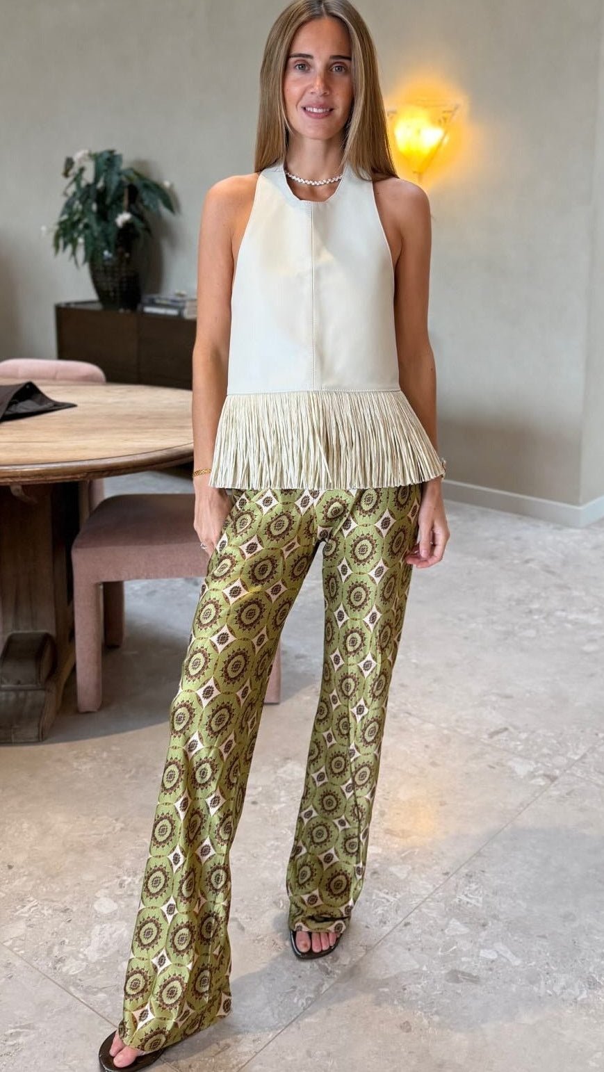 Gina Faux Leather Fringe Halter Top