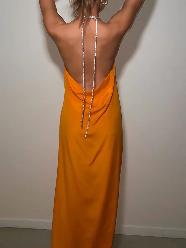 Leah Sequin Halter Maxi Dress