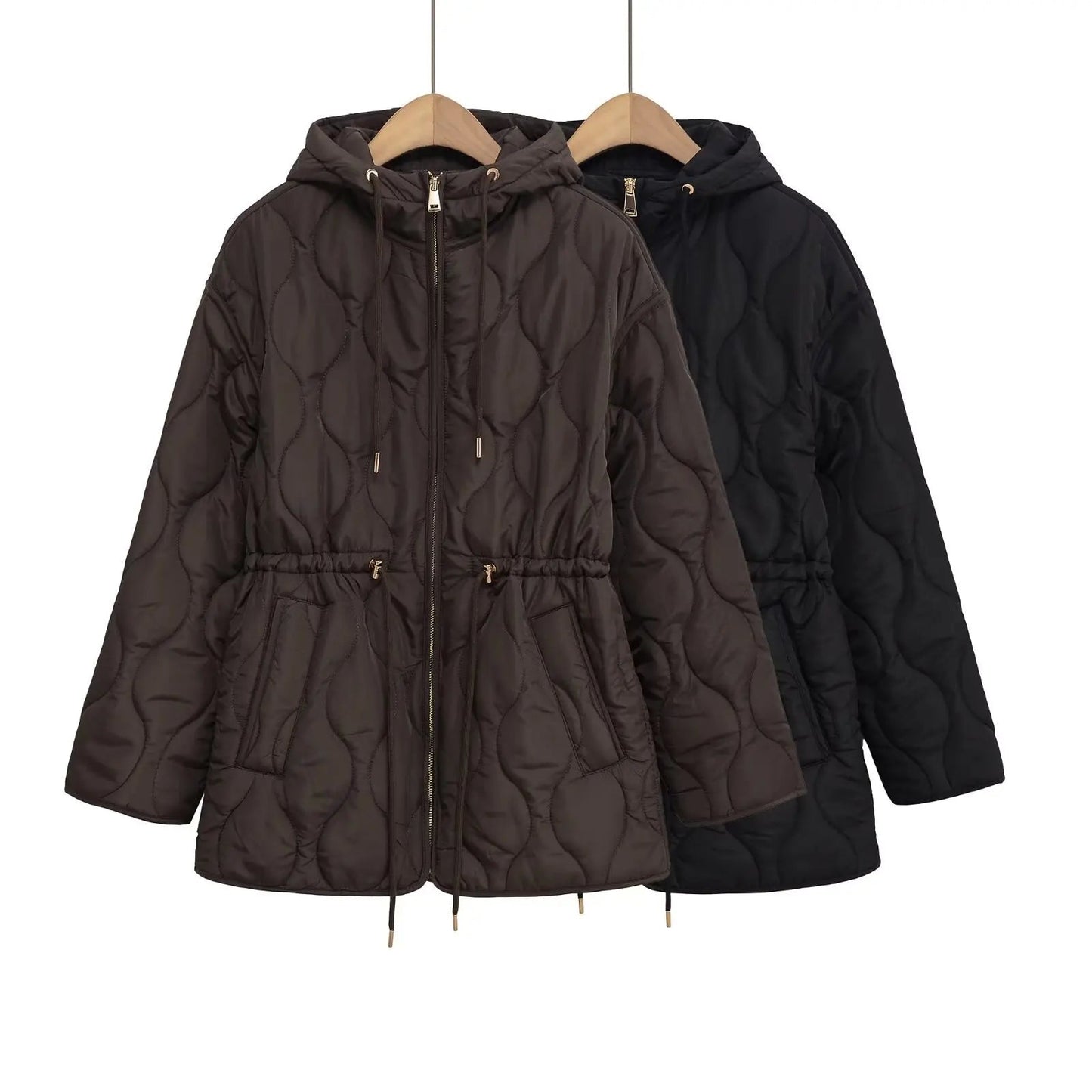 ZEYA - Abbie Hooded Quilted Jacket with Drawstring