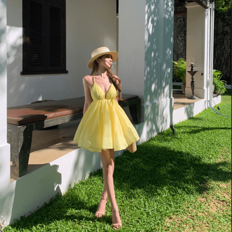 ZEYA - Abbie V Neck Layered Mini Dress