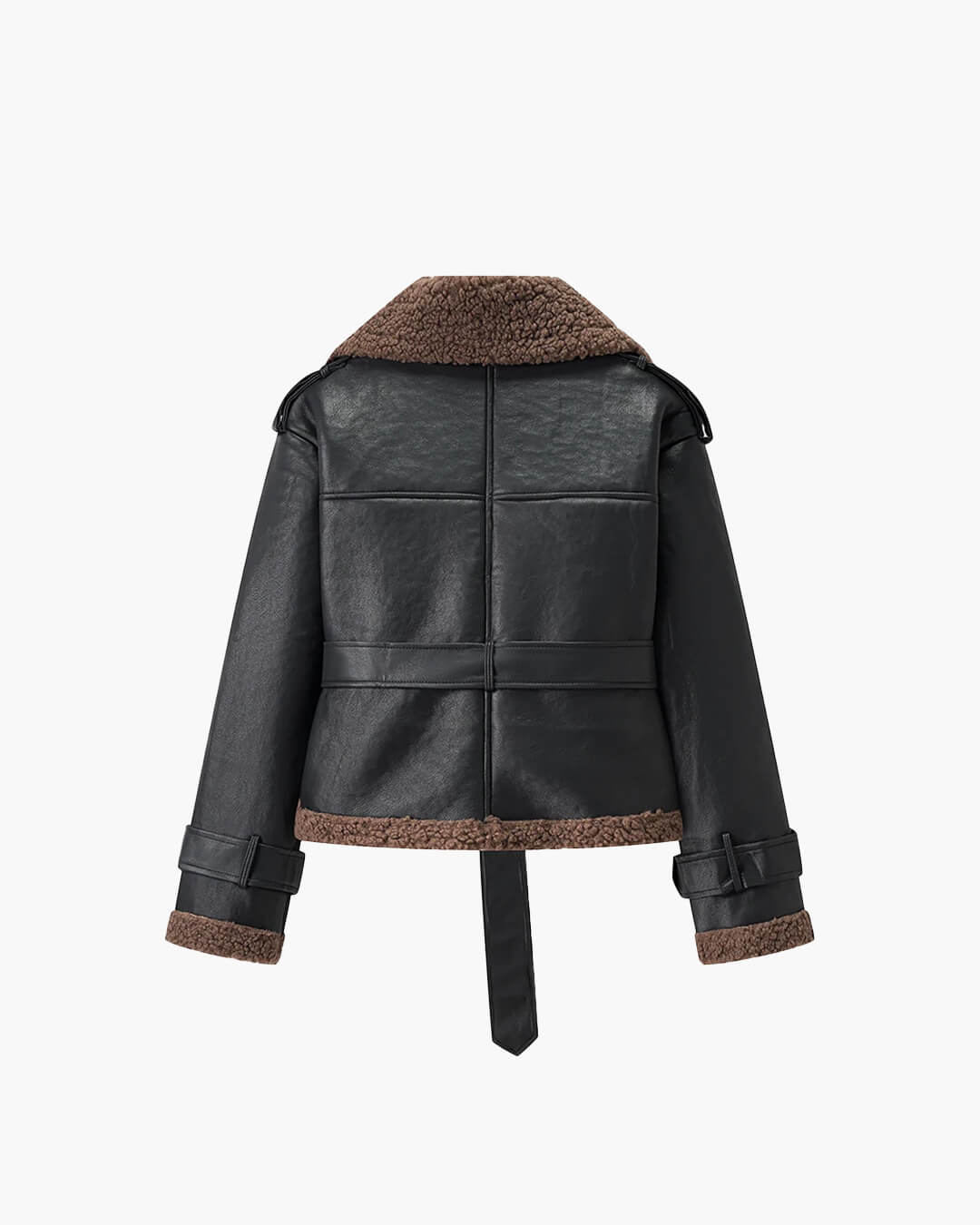 ZEYA - Alessia Short Belted Faux Leather Jacket