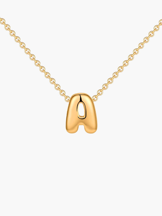 ZEYA - Alouette Gold Initial Necklace - Dainty 3D Bubble Name Jewelry for Women