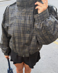 Amy Vintage Plaid Bomber Jacket