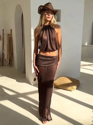 Andrea Lace-Up Knit Two-Piece Set