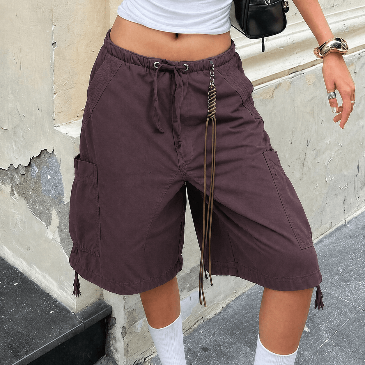 ZEYA - Ariane Baggy Cargo Denim Shorts