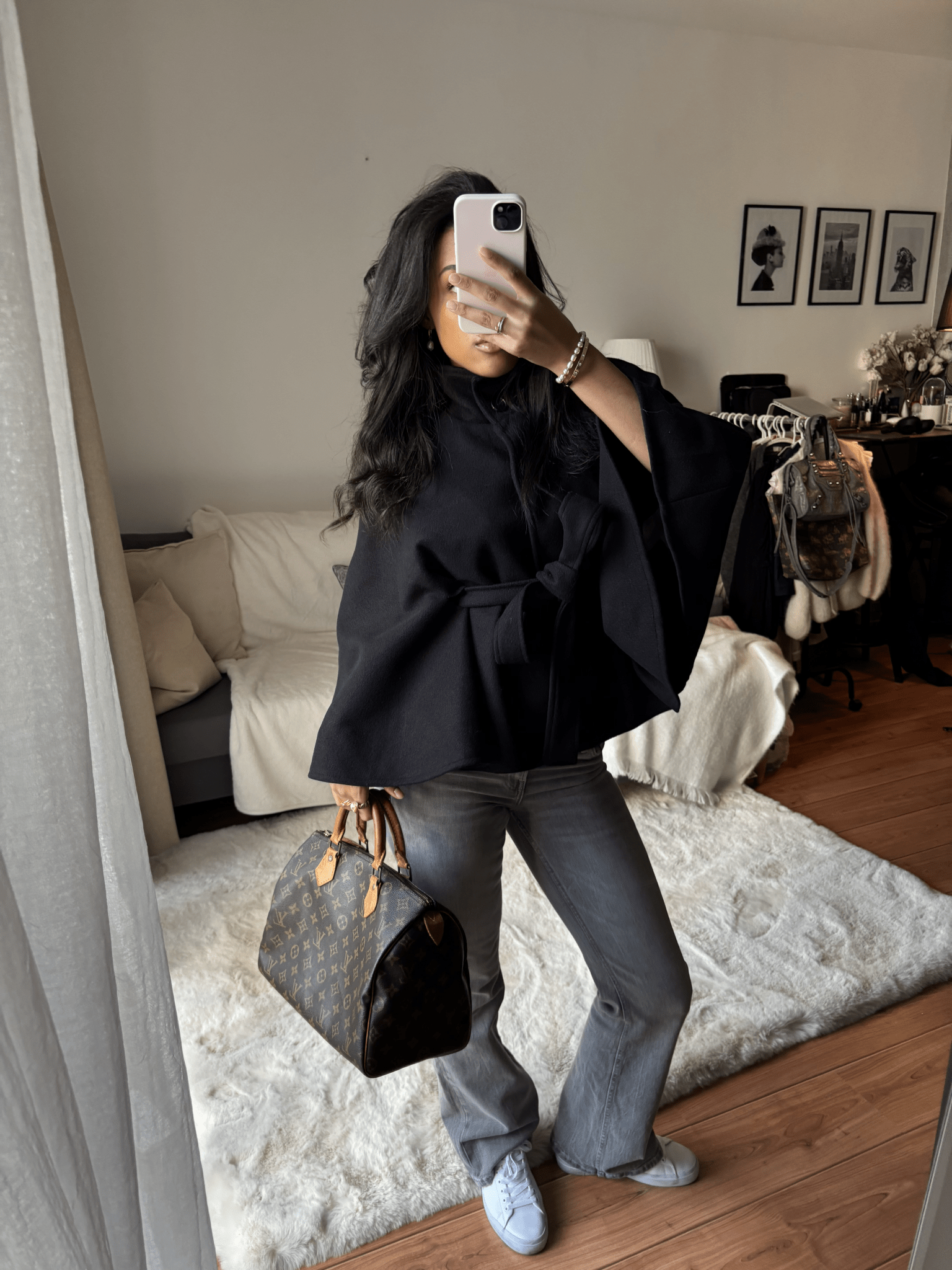 ZEYA - Arianne Elegant High - Neck Belted Cape Jacket