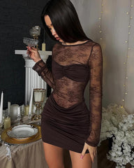 Adena Backless Lace Mini Dress