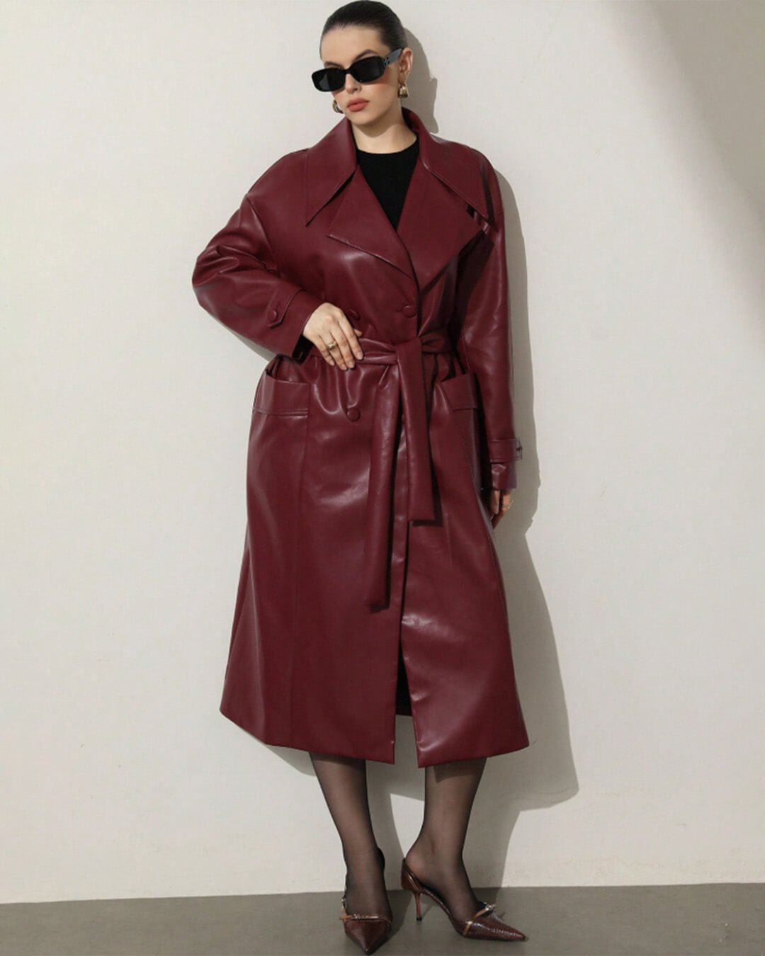 ZEYA - Connie Faux Leather Maxi Trench Coat