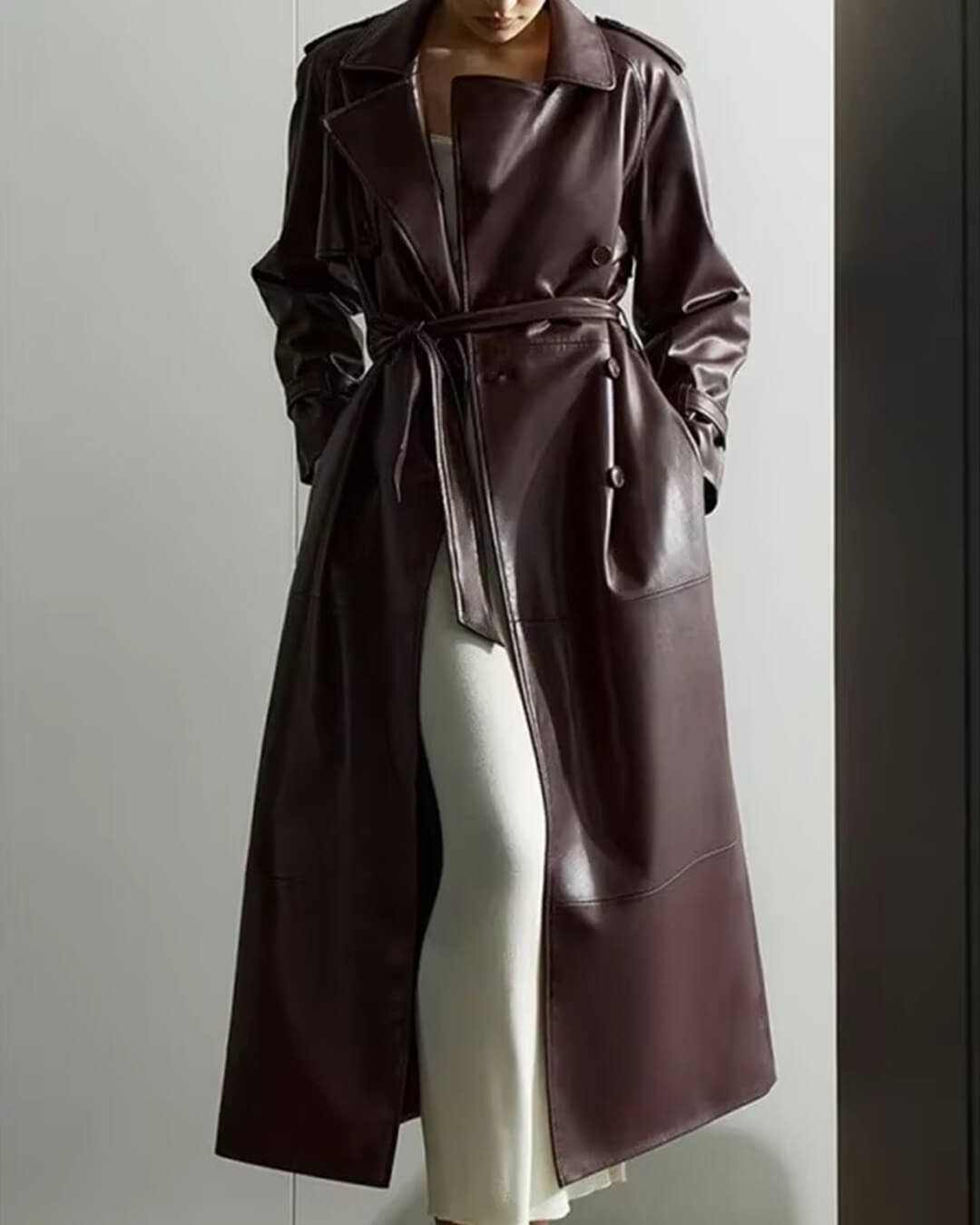 ZEYA - Connie Faux Leather Maxi Trench Coat