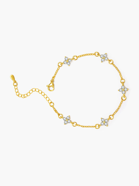 ZEYA - Dina Rhinestone Flower Chain Bracelet
