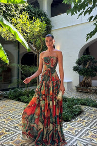 Emmy Strapless Abstract Maxi Dress