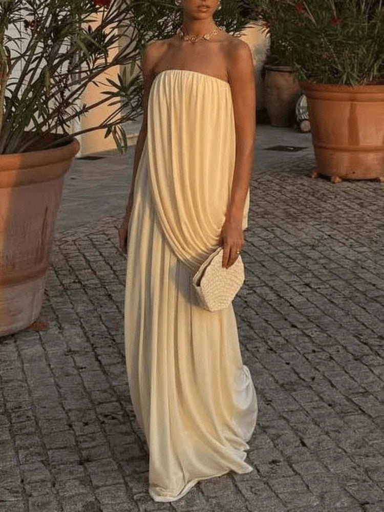ZEYA - Erika Strapless Pleated Maxi Dress