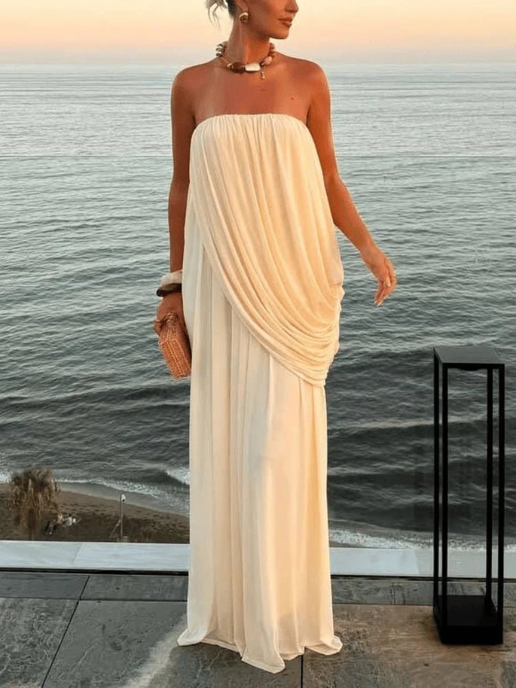 ZEYA - Erika Strapless Pleated Maxi Dress