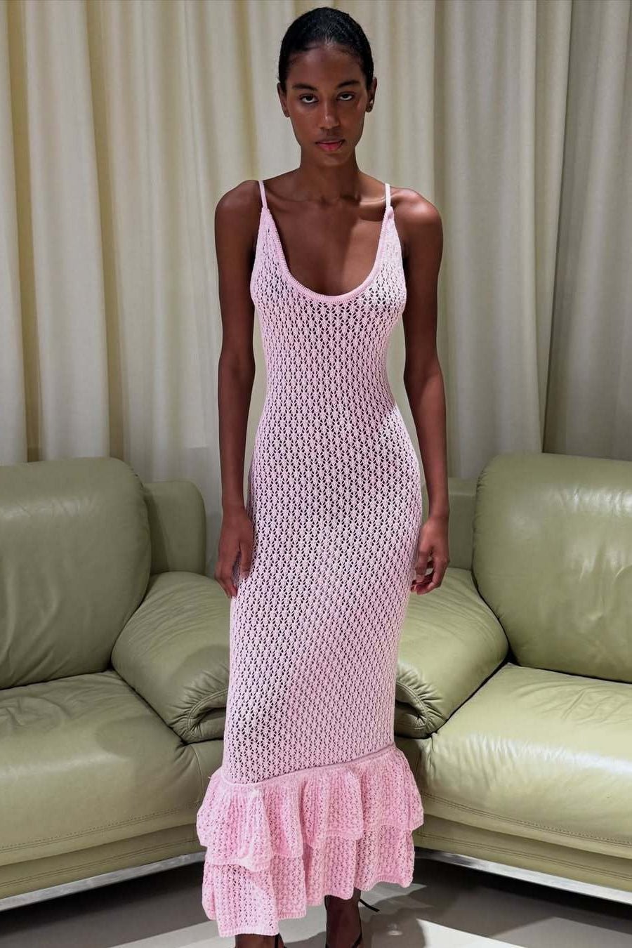 ZEYA - Eris Knit Ruffle Maxi Dress