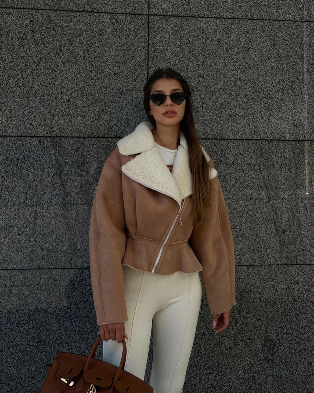ZEYA - Estelle Peplum Biker Leather Jacket