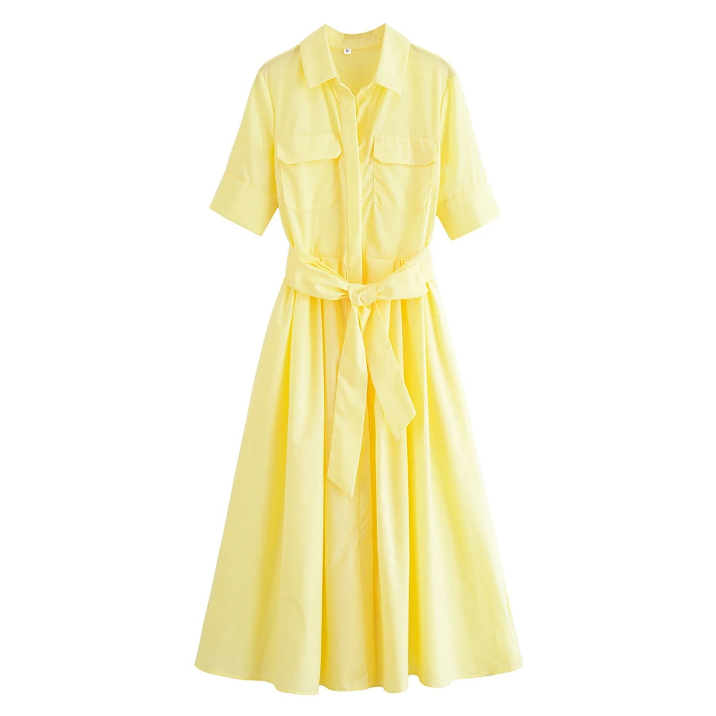 ZEYA - Evita Belted Shirt Midi Dress