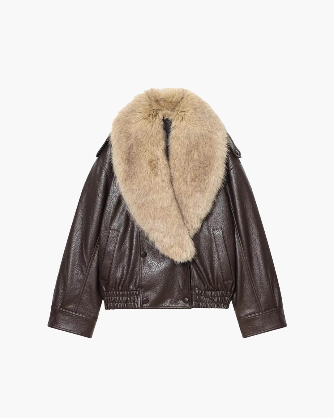 ZEYA - Felicity Faux Leather Jacket with Detachable Fur Collar