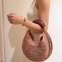 Geneva Crescent Woven Leather Bag