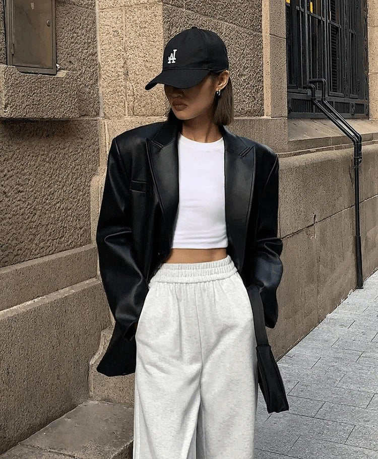 ZEYA - Glaiza Oversized Vegan Leather Blazer