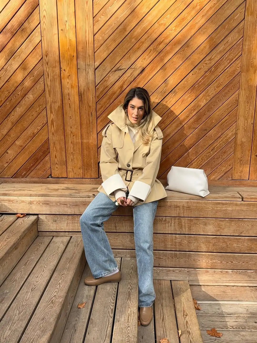 ZEYA - Glenda Contrast - Cuff Trench Jacket