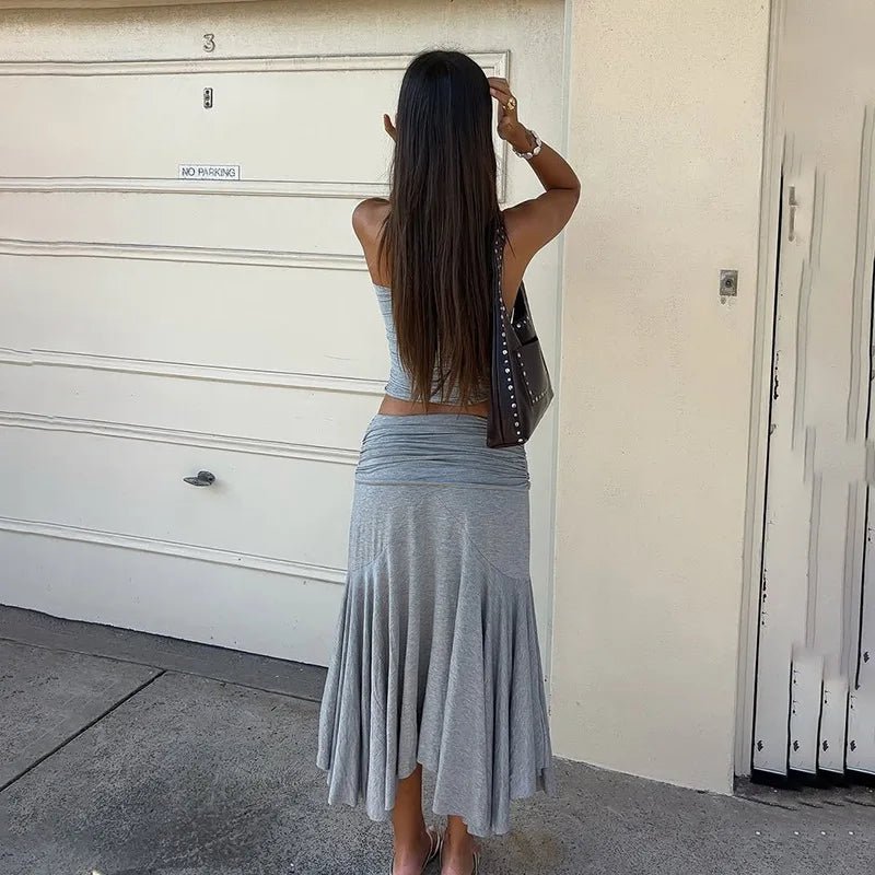 ZEYA - Hannah Pleated Skirt & One - Shoulder Top Set