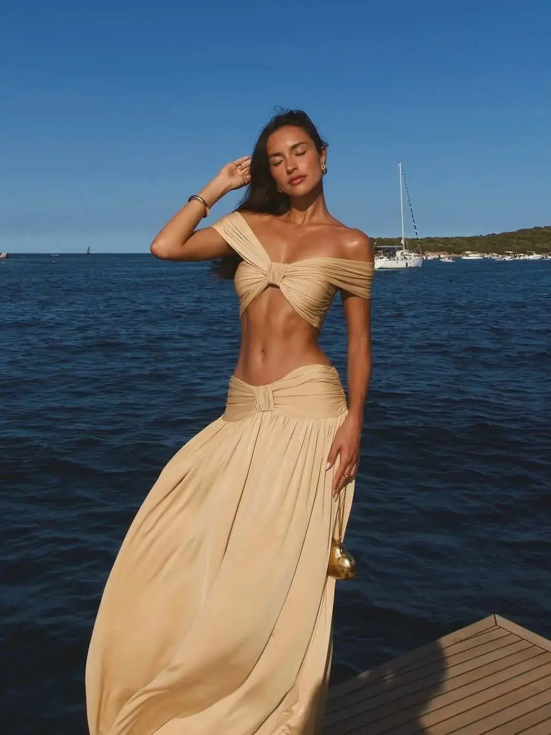 ZEYA - Hilde Off-Shoulder Twist Crop Top Set