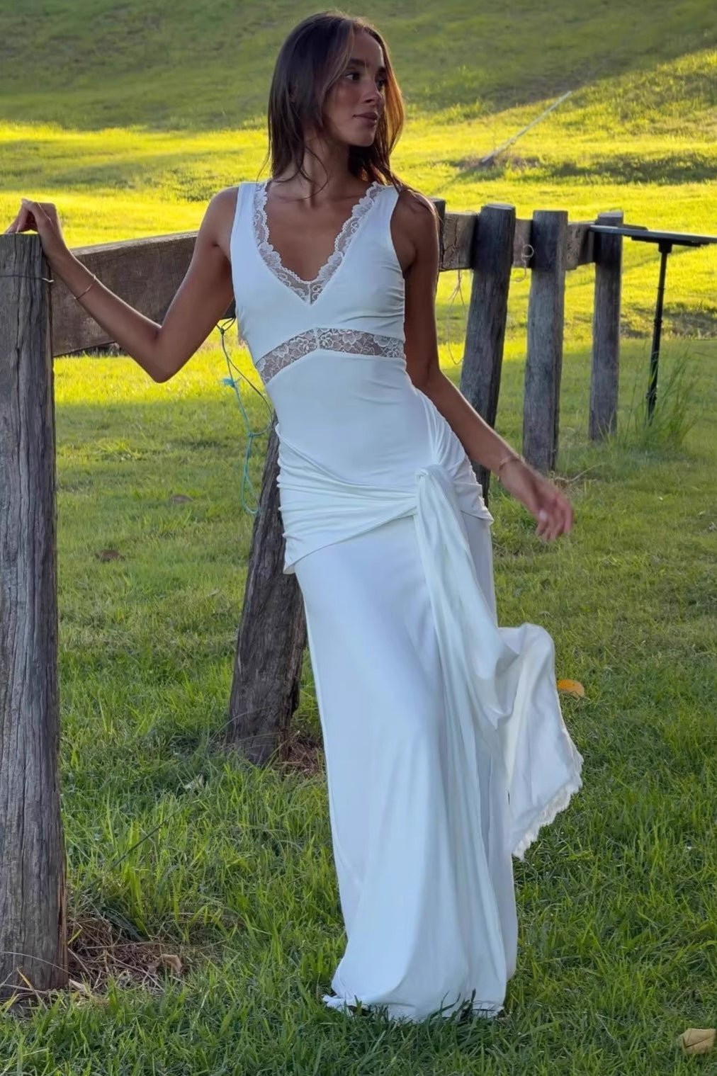 ZEYA - Ilaria Lace Panel Tie Strap Maxi Dress