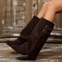 Jasmin Retro Buckle Knee High Boots