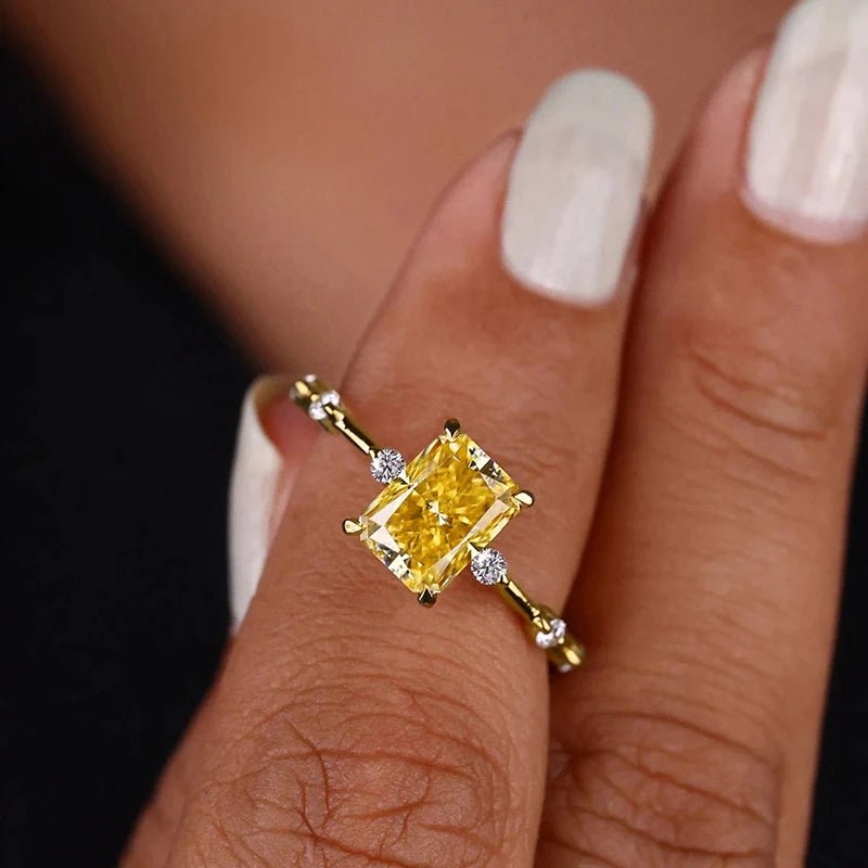 ZEYA - Jasmine Square Yellow Zirconia Ring