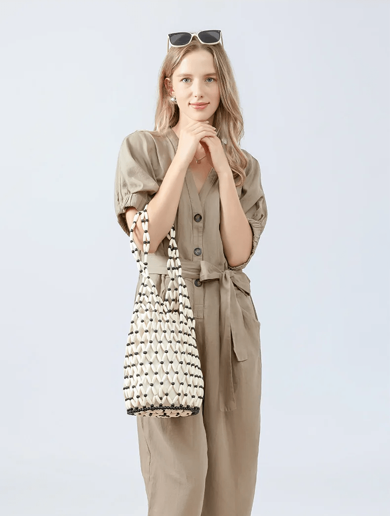 ZEYA - Jessica Woven Beaded Tote Bag