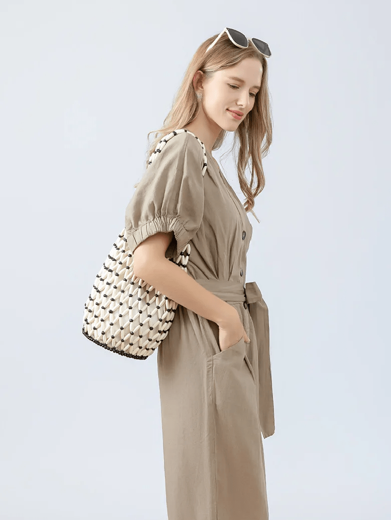 ZEYA - Jessica Woven Beaded Tote Bag