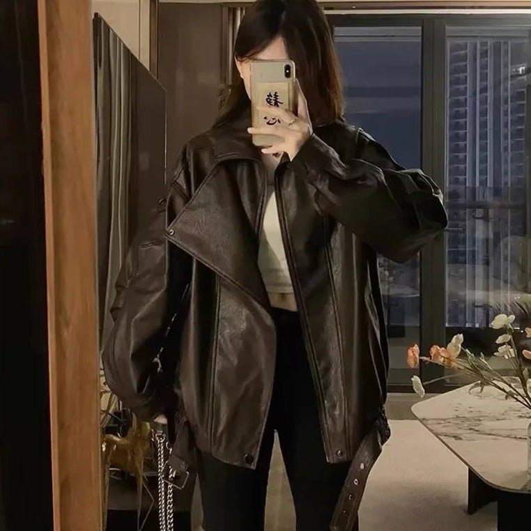 ZEYA - Kira Belted Leather Jacket