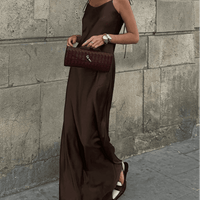 Leandra Backless Satin Maxi Dress