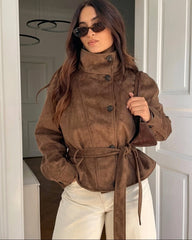 Letty Faux Suede Lace Up Jacket