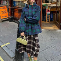 Linda Oversized Plaid Lace-Up Jacket