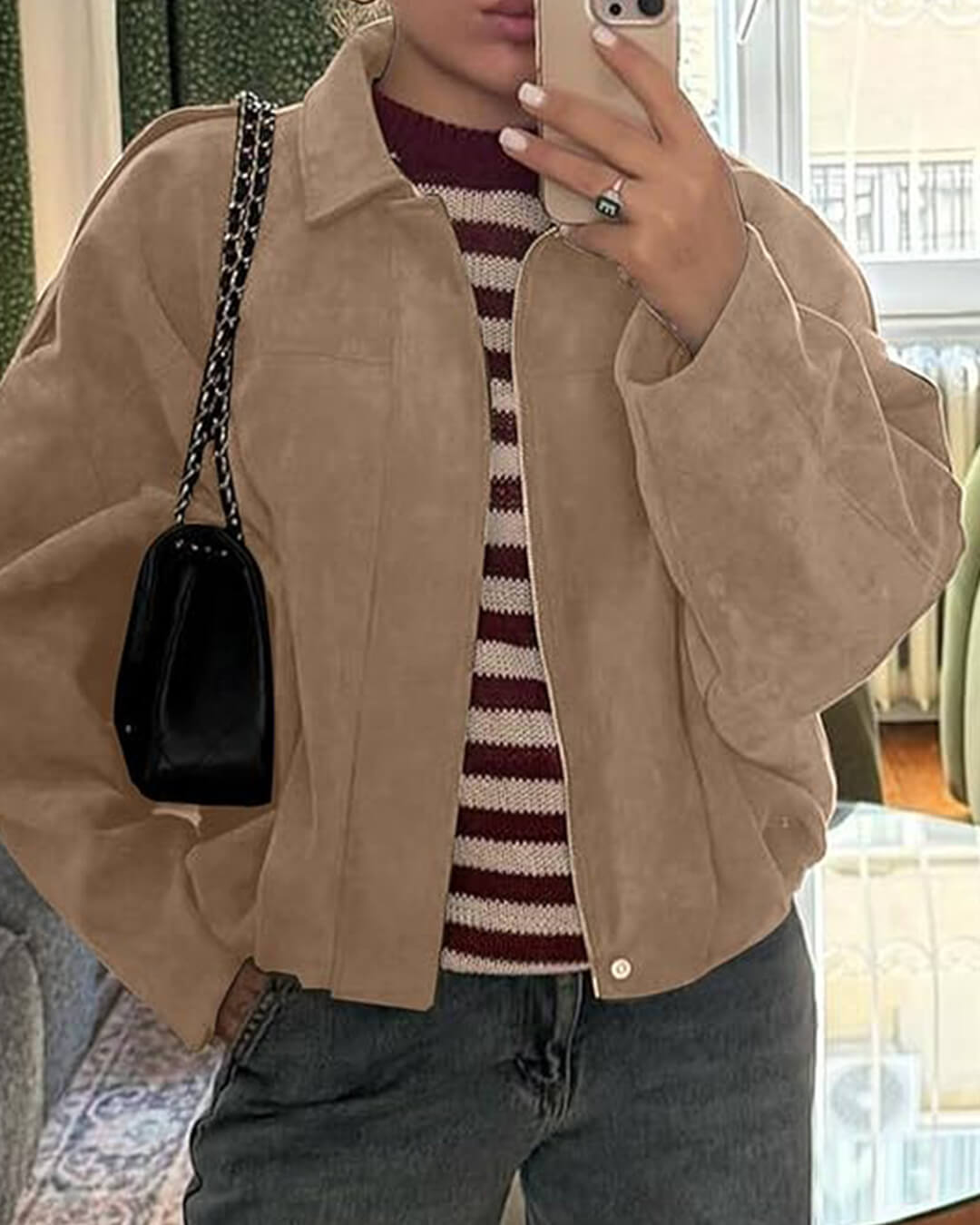 ZEYA - Lori Suede Bomber Jacket