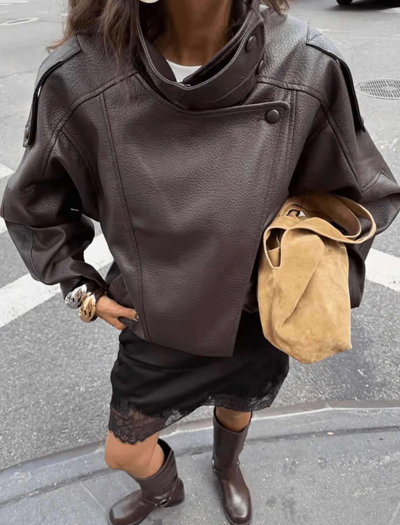 ZEYA - Lucille Asymmetrical Leather Jacket