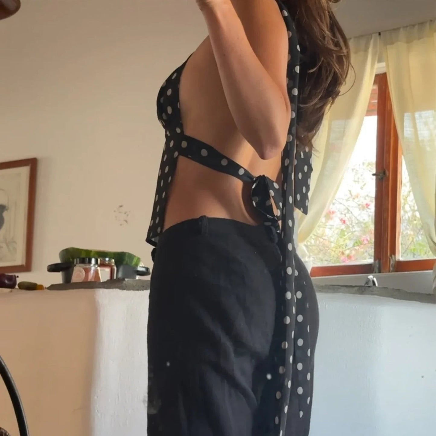 ZEYA - Mandy Polka Dot Backless Cami Top