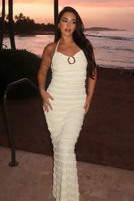 Denise Ruffle Halter Maxi Dress