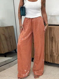 Julie Sequin Wide-Leg Trousers