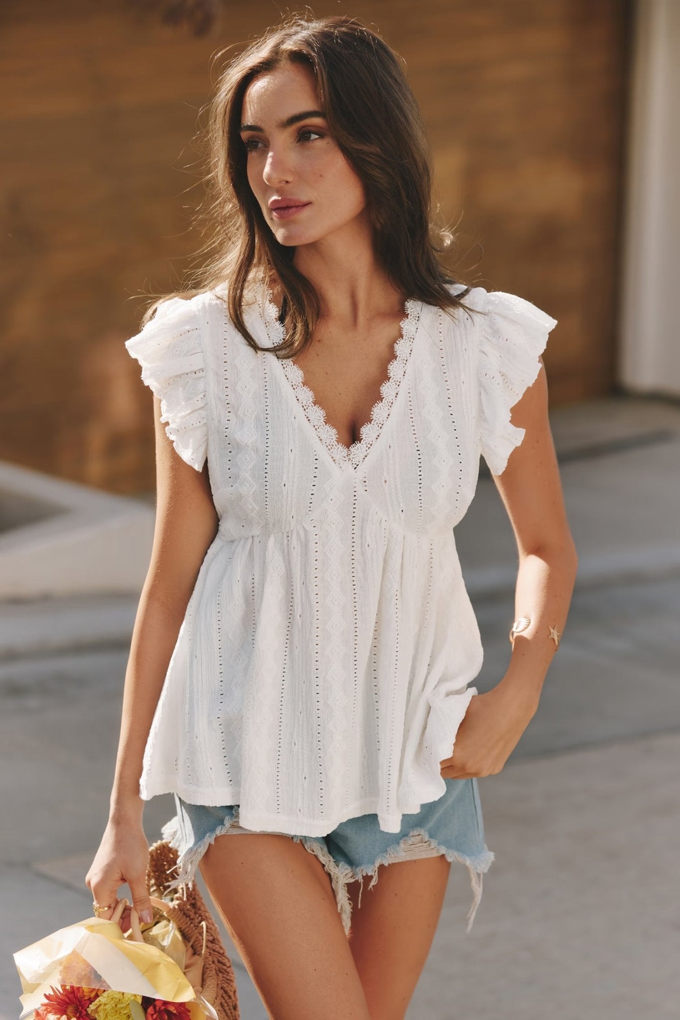 ZEYA - Marlene Ruffled V-Neck Blouse