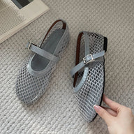 Martha Mesh Buckle Strap Flats