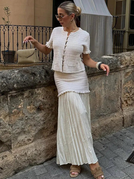 ZEYA - Maxine Knitted Tank Pleated Skirt Set