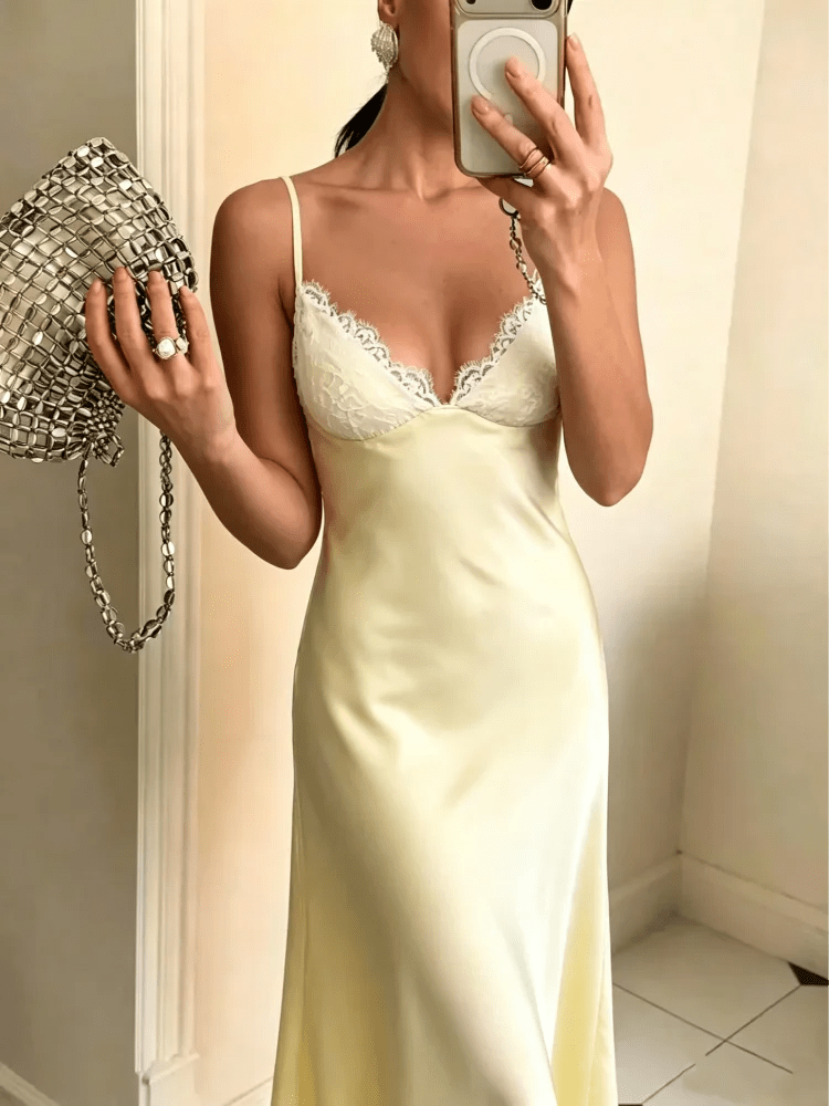 ZEYA - Melanie Satin Lace Midi Dress